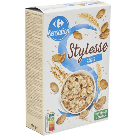 CARREFOUR STYLESSE Pétales de Riz/Blé Nature 500 g