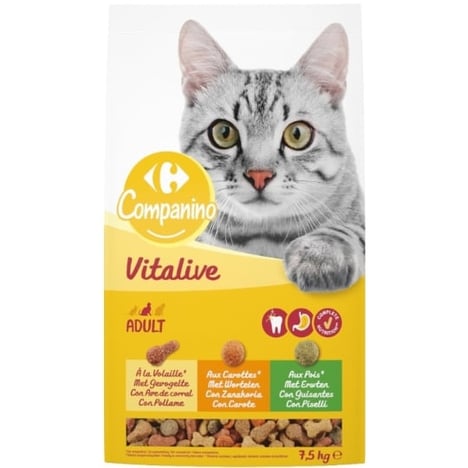 CARREFOUR Croquettes Chat Lapin/Dinde/Légumes 7,5 kg