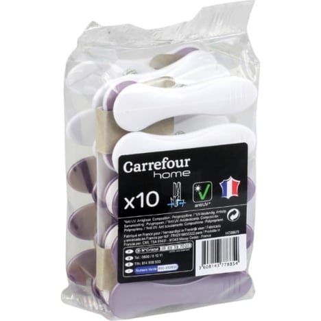 CARREFOUR HOME Pinces à Linge x10
