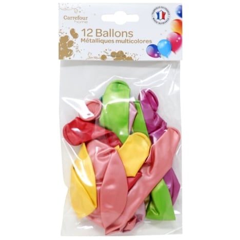 CARREFOUR Ballons métal multicolore x12