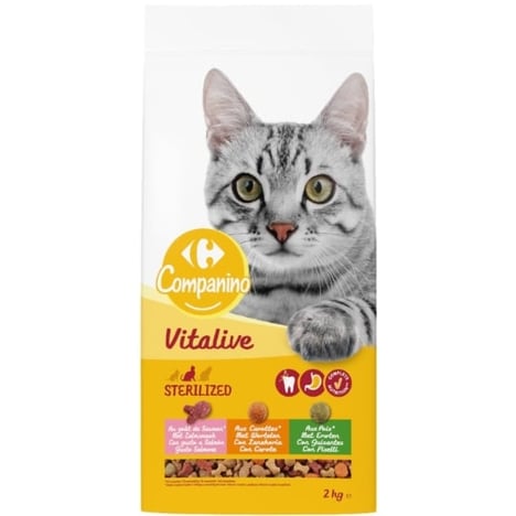 CARREFOUR Croquettes Stérilisé Saumon-Carotte Chat 2 kg
