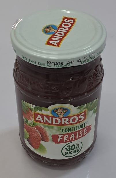 ANDROS Confiture de Fraises -30% de Sucres 350 g