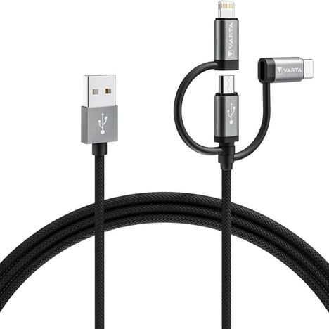 VARTA Câble de Charge Rapide & Sync Micro USB/Type C/Lightning