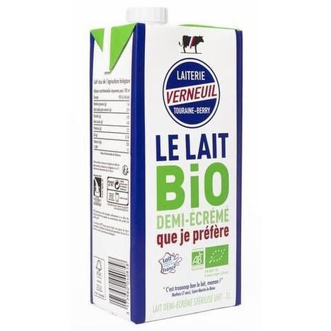 LAITERIE VERNEUIL TOURAINE-BERRY Le lait BIO demi écrémé que je préfère 1L