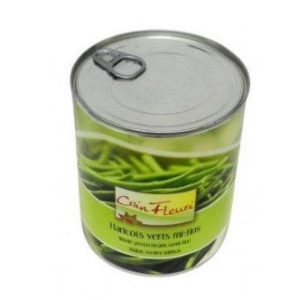 COIN FLEURI Haricots Verts Mi-Fins Conserve 800g