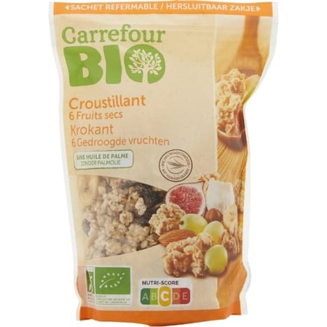 CARREFOUR BIO Muesli Croustillant 6 Fruits Secs 500 g