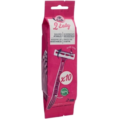 CARREFOUR Rasoirs Jetables Femme 2 Lames Lot de 10