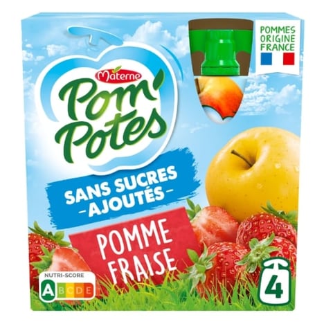 POMME POTE Compote Pomme-Fraise Sans Sucres Ajoutés 4x90 g