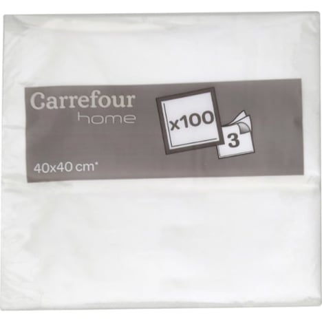 WEEKEND Serviettes Blanches 3 Plis 40x40 cm Lot de 20