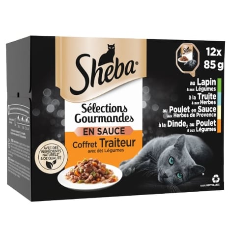 SHEBA Sauces Gourmandes Chat Pack de 12x85 g
