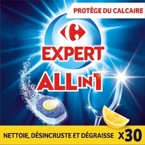 CARREFOUR Tablettes Lave-Vaisselle Tout en 1 Citron Lot de 30