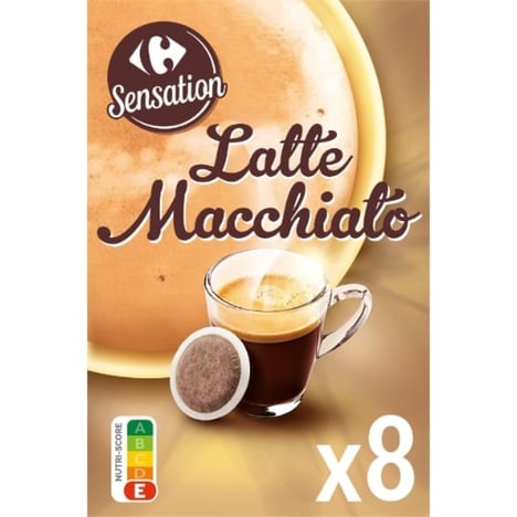 CARREFOUR Café Latte Macchiato en Dosettes avec Sticks 8x21 g