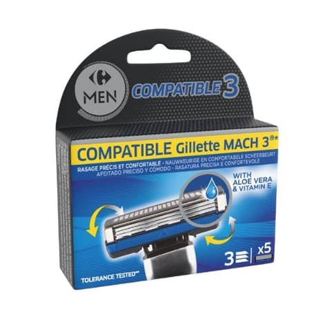 CARREFOUR Recharges Rasoir Compatible 3 Lames Pack de 5