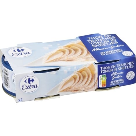 CARREFOUR Thon Albacore en Tranches au Naturel Pack de 2x150 g