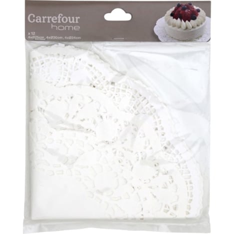 CARREFOUR HOME Napperons Ronds Blancs Lot de 12