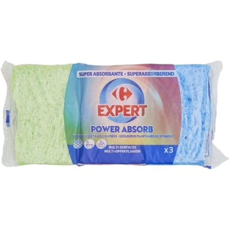 CARREFOUR Éponges Végétales Colorées Lot de 3