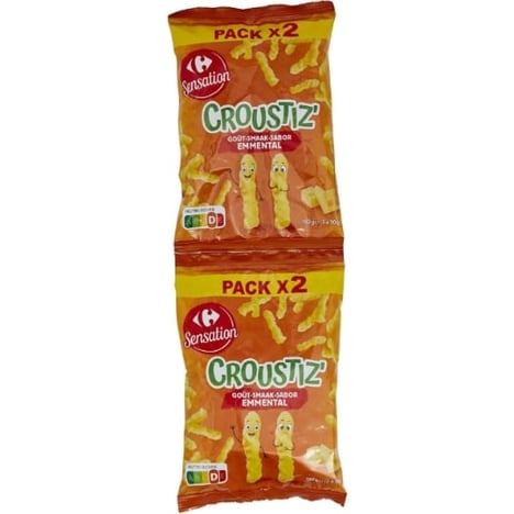 CARREFOUR Chips Croustillantes au Fromage Pack de 2x90g