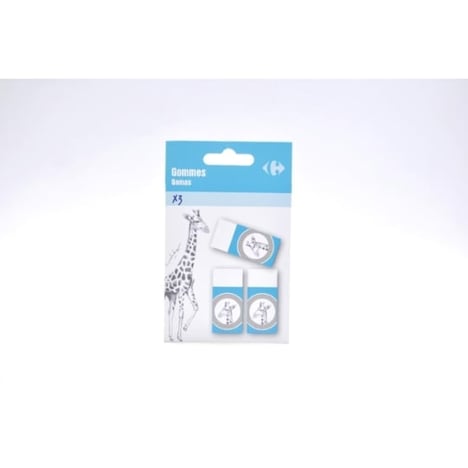 CARREFOUR Lot de 3 Mini-Gommes Écolier