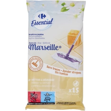 CARREFOUR Lingettes Sol Savon de Marseille Lot de 15