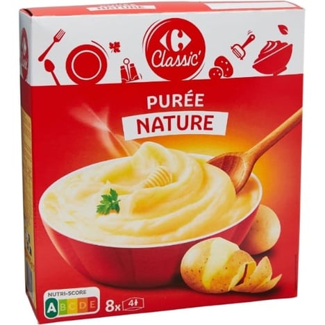 CARREFOUR Purée Nature Pack de 8x125 g