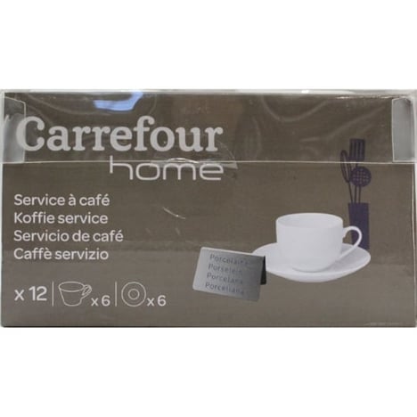 CARREFOUR HOME Service à Café Porcelaine Blanc 12 pièces