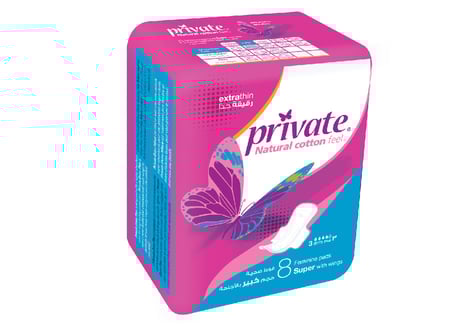 SANITA PRIVATE Serviettes Hygiéniques Extra-Fines Super Lot de 8