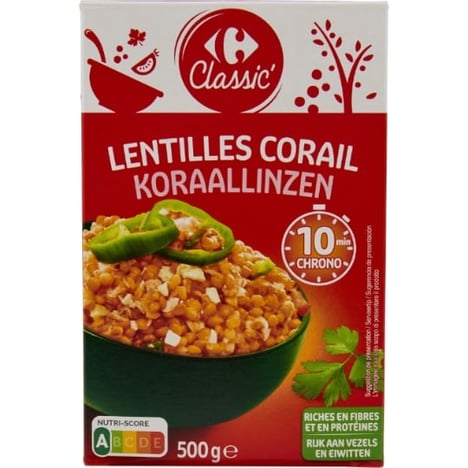 CARREFOUR Lentilles Corail Cuisson 10 min 500 g