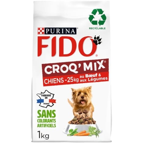 CROQUETTES Chien Fido Purina au Boeuf / Legumes / Cereales 1 Kg