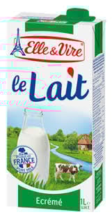 ELLE & VIRE Lait Écrémé UHT Brique 1 L