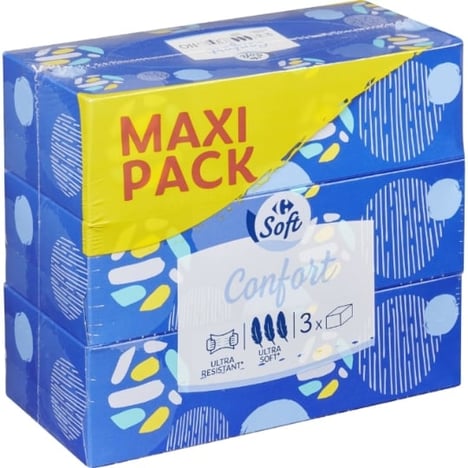 CARREFOUR Mouchoirs Confort x110 Lot de 3
