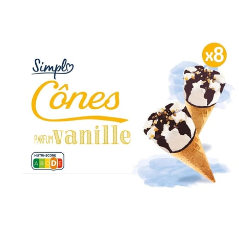 CARREFOUR Cônes Vanille Pack de 8 550 g