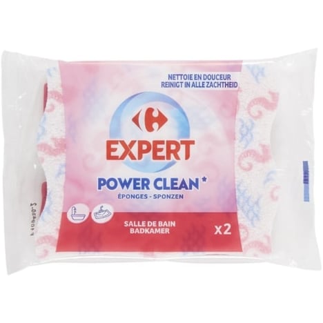 CARREFOUR Éponges Grattantes Végétales Salle de Bain Lot de 2