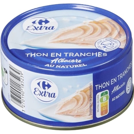 CARREFOUR Thon Albacore au Naturel en Tranches Format 1/4