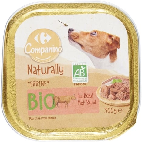 CARREFOUR BIO Terrine pour Chien au Bœuf 300 g