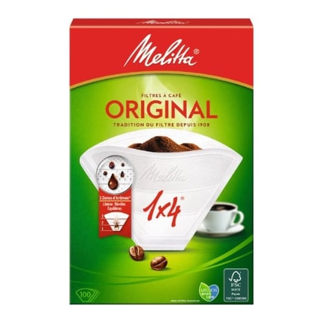 MELITTA Filtres à Café 1x4 Blancs Pack de 100