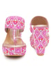 Sole House Elegant Pink Embroidered Wedge Heels