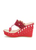 Sole House Red Scarlet Elegance Embroidered Wedge Heels