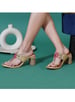 Sole House Blossom Luxe Rose Gold Embroidered Block Heels