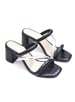 Sole House Effortless Elegance: Quilted Black & Silver Bottega Block Heels - perfect for parties, celebrations & special occasions.