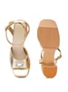 Sole House Runway Glam Gold Tikki Embroidered Block Heels