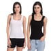 Aimly Women's Cotton Sleeveless White & Black Camisole Slip Spaghetti (2X-Large, Pack of 2) in White and Black Colors