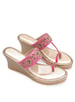 Sole House Pink Dabka & Zari Embroidered Wedge Sandals