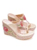 Sole House Rose Gold Embroidered Wedge Heels
