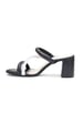 Sole House Effortless Elegance: Quilted Black & Silver Bottega Block Heels - perfect for parties, celebrations & special occasions.