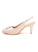 Sole House Blush Elegance: Handcrafted Satin Slingback Heels with Silver Brooch