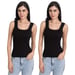 Aimly Women's Cotton Sleeveless Black Camisole Slip Spaghetti (Large, Pack of 2) in Black Color