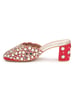 Sole House Red Mirror & Stone Embellished Block Heel Mules