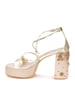 Sole House Golden Aura Embroidered Block Heels