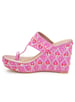 Sole House Elegant Pink Embroidered Wedge Heels