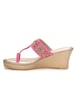 Sole House Pink Dabka & Zari Embroidered Wedge Sandals